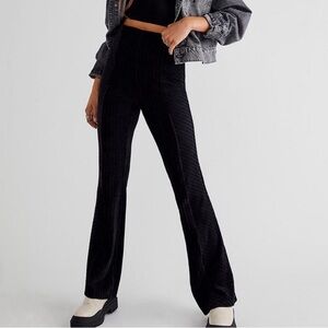 Free People Black Flared Velvet Pants